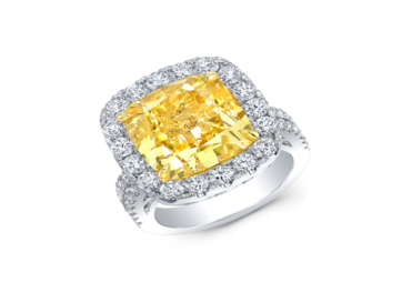 diamond ring with yellow square cut stone
