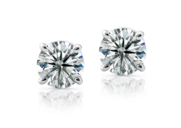 diamond earrings with white gold prongs