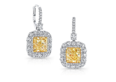 diamond earring with square yellow diamond